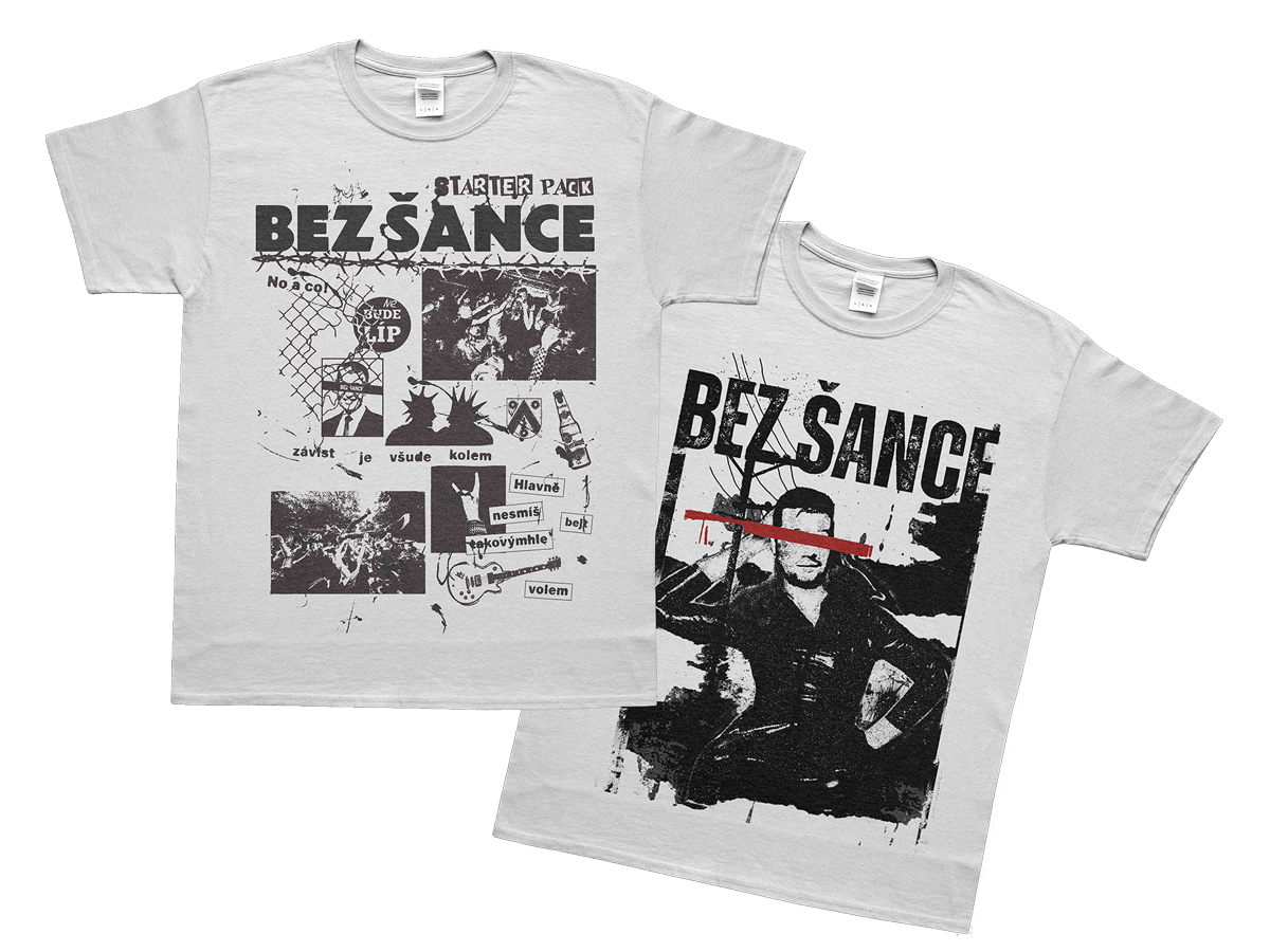 BEZ ŠANCE punk rock band t-shirt merchandise design — front and back screen print artwork, by Oli Koles