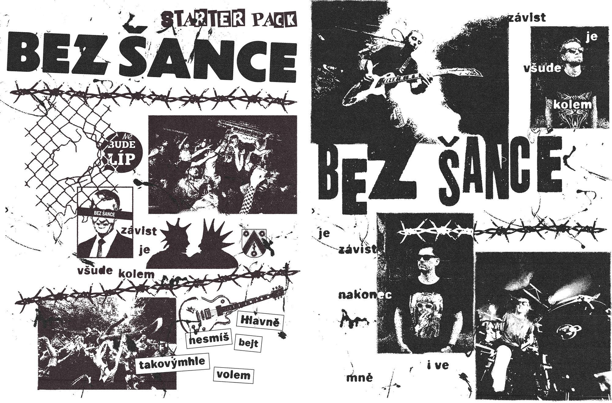 BEZ ŠANCE t-shirt print-ready artwork — barbed wire and band photo collage illustration, by Oli Koles
