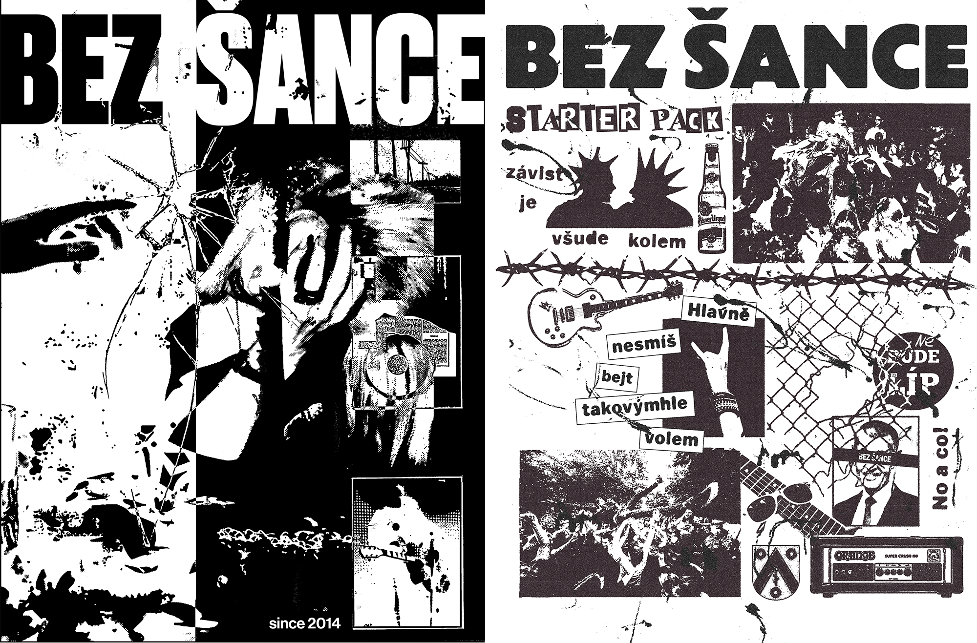 BEZ ŠANCE t-shirt design variations — punk collage illustration with crowd photography, by Oli Koles