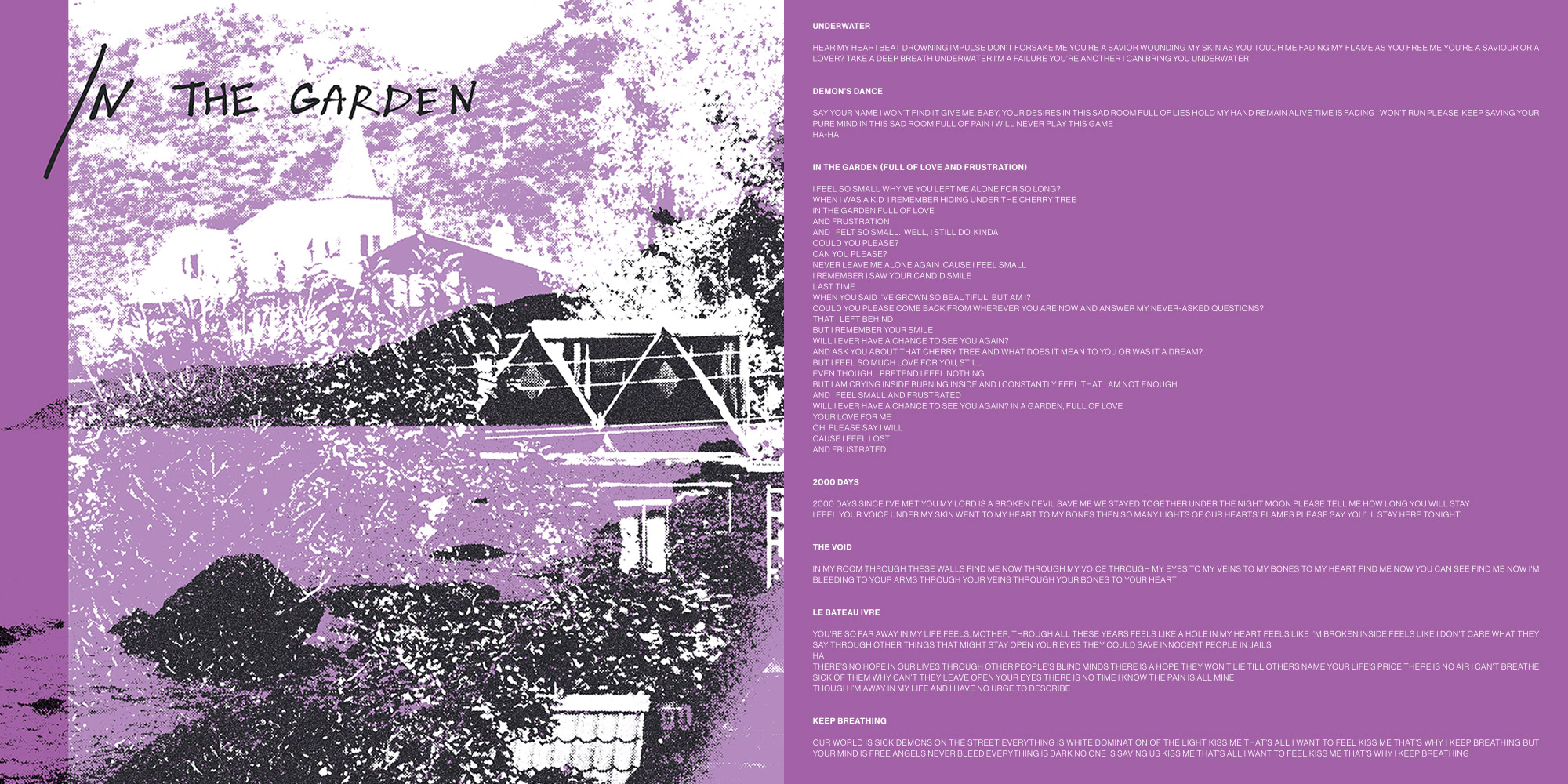 In The Garden album booklet lyrics spread — Cold Venus Revisited